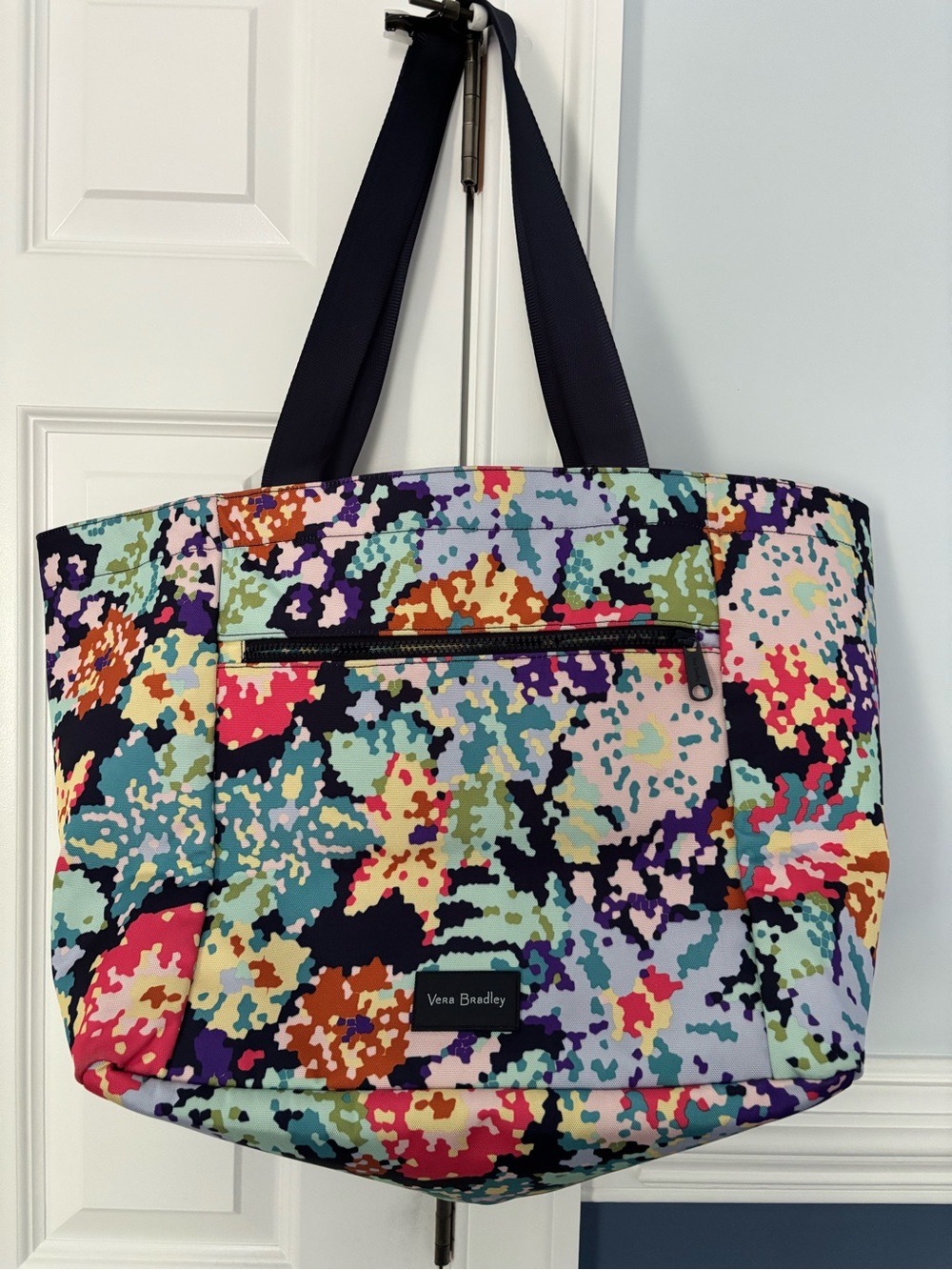 Vera Bradley Navy Strap Multicolor Abstract Floral beach tote